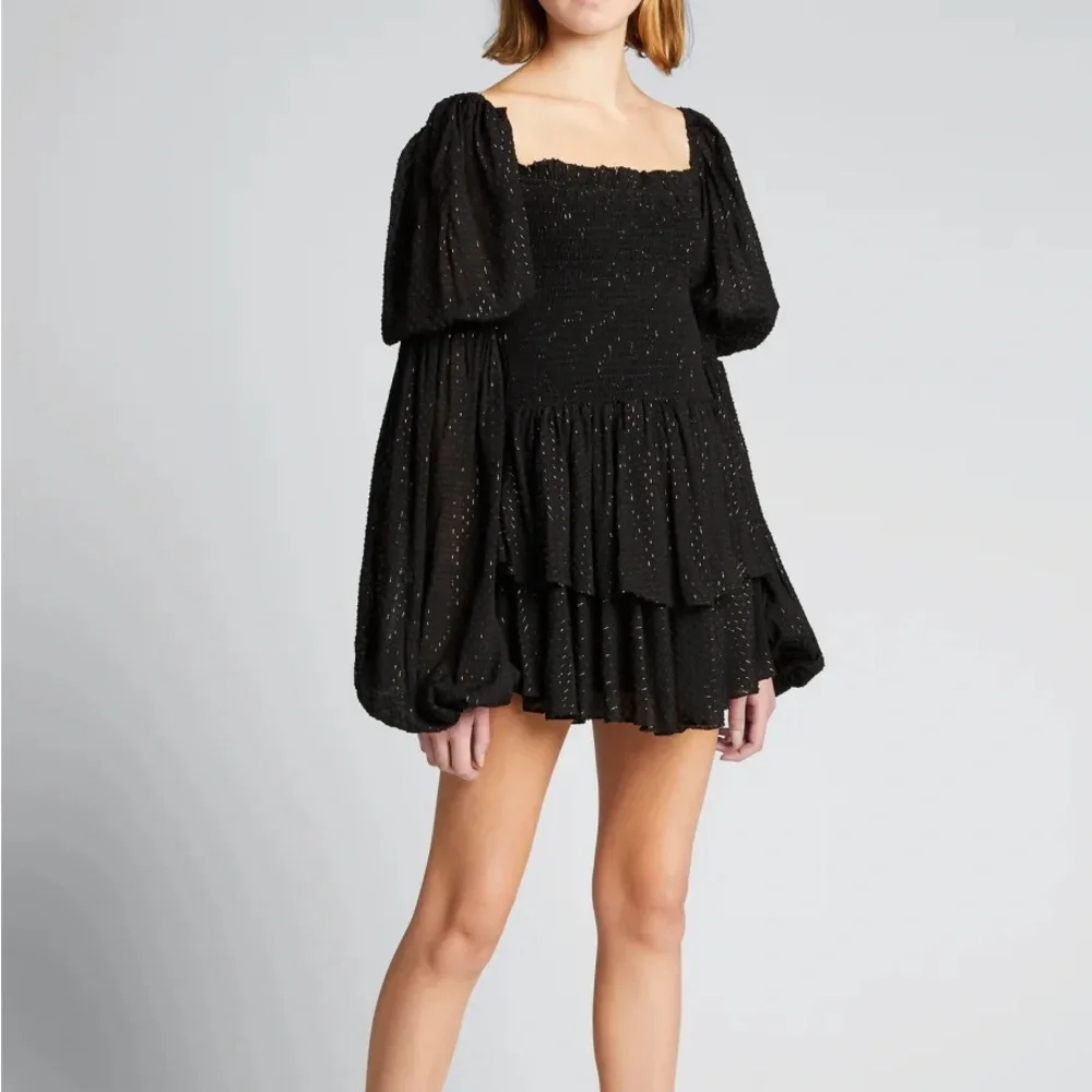 Caroline Constas Alexa smocked metallic blouson mini dress - Picture 1 of 11